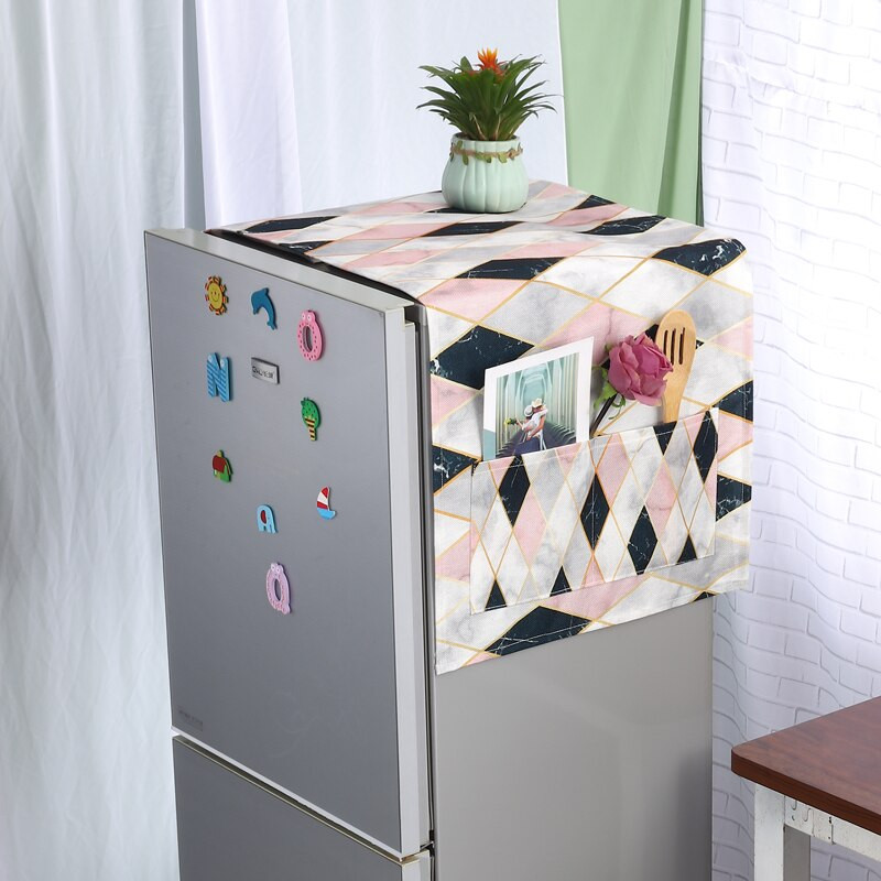 Husă pentru frigider din bumbac cu frunze simple coreene, cu 1-2 uși, pentru decorarea casei, cu geometrie, cu flori de desene animate, capac pentru mașină de spălat tambur