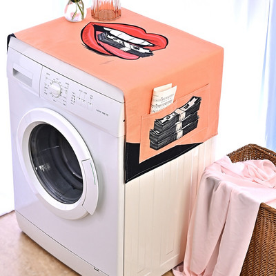 Bijeli crni kravlji uzorak Geometrijski poklopac za hladnjak s džepnom vrećicom za pohranu Organizator za pohranu u perilici rublja Viseći