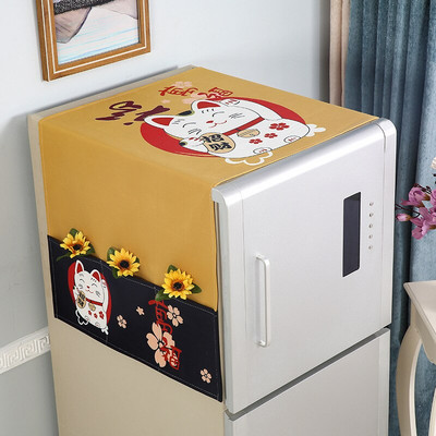 70*170cm Mosógép huzat Pamut dupla ajtós hűtő burkolat Konyhai hűtőszekrény porvédő otthoni szervezés táska fedél