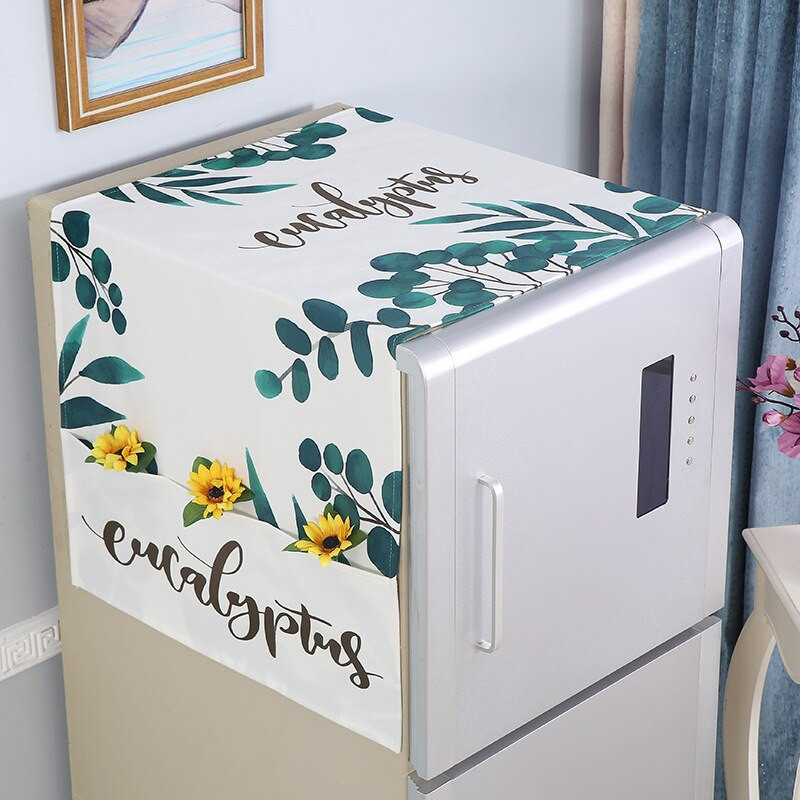 70*170cm Mosógép huzat Pamut dupla ajtós hűtő burkolat Konyhai hűtőszekrény porvédő otthoni szervezés táska fedél