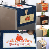 Puretina za Dan zahvalnosti, tamnoplavi ispis na točke, lanene navlake za prašinu za hladnjak i zamrzivač, jesenski festival žetve, zaštitni poklopac