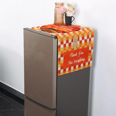 Puretina za Dan zahvalnosti, tamnoplavi ispis na točke, lanene navlake za prašinu za hladnjak i zamrzivač, jesenski festival žetve, zaštitni poklopac