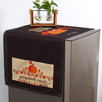 Puretina za Dan zahvalnosti, tamnoplavi ispis na točke, lanene navlake za prašinu za hladnjak i zamrzivač, jesenski festival žetve, zaštitni poklopac