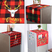 ZAVEYT Χριστουγεννιάτικο Χρυσό Ελάφι Ελάφι Μαύρο Κόκκινο Πλέγμα Καλύμματα Σκόνης Ψυγείου Προστατευτικό Σκόνης 2023 Πρωτοχρονιάτικο Γεωμετρικό κάλυμμα κατάψυξης