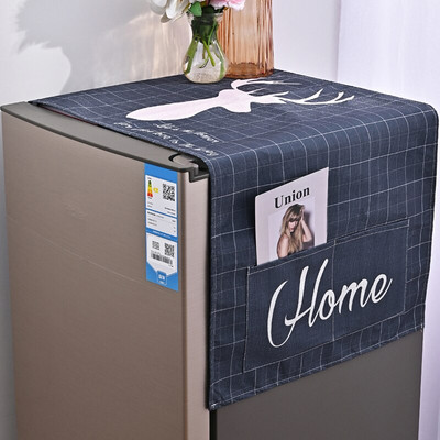 ZAVEYT Χριστουγεννιάτικο Χρυσό Ελάφι Ελάφι Μαύρο Κόκκινο Πλέγμα Καλύμματα Σκόνης Ψυγείου Προστατευτικό Σκόνης 2023 Πρωτοχρονιάτικο Γεωμετρικό κάλυμμα κατάψυξης