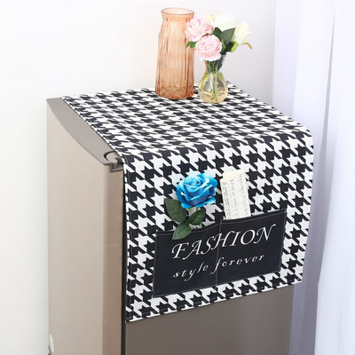 ZAVEYT Χριστουγεννιάτικο Χρυσό Ελάφι Ελάφι Μαύρο Κόκκινο Πλέγμα Καλύμματα Σκόνης Ψυγείου Προστατευτικό Σκόνης 2023 Πρωτοχρονιάτικο Γεωμετρικό κάλυμμα κατάψυξης