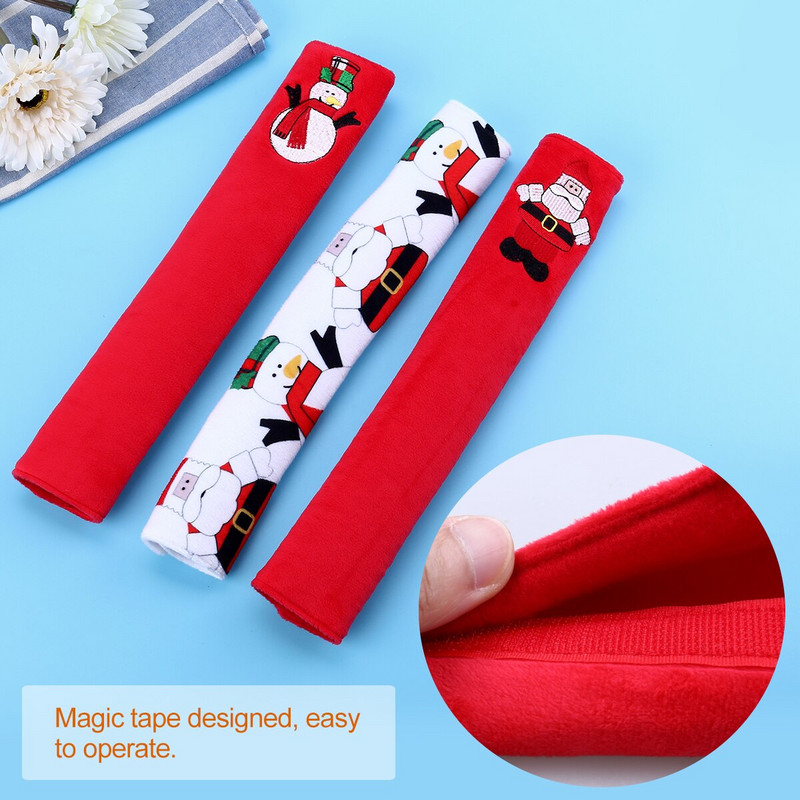 Καλύμματα λαβής πόρτας ψυγείου Χριστουγέννων 3 τμχ Καλύμματα λαβής μικροκυμάτων Santa Snowman Καλύμματα φούρνου Πλυντήριο πιάτων Κουζίνα Συσκευή