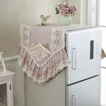 Капак на хладилника Капак за прах Хавлиена кърпа за хладилник Единична и двойна врата Корейска дантелена тъкан Удебеляване