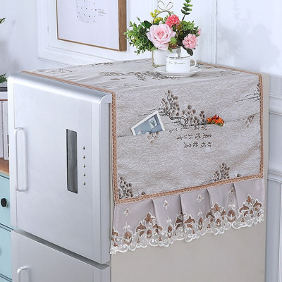 Fyjafon Kryt na chladničku s čipkovaným okrajom, prachotesný kryt, výšivka, bytový dekoračný kryt s úložným vreckom 55*135/70*170