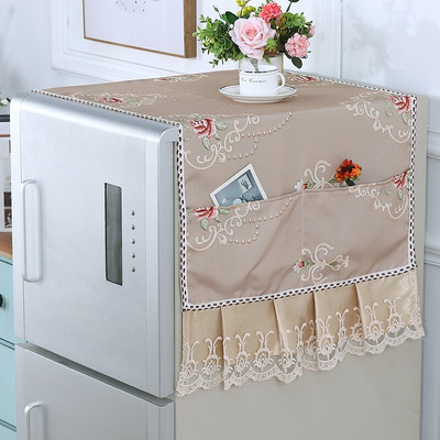 Fyjafon Kryt na chladničku s čipkovaným okrajom, prachotesný kryt, výšivka, bytový dekoračný kryt s úložným vreckom 55*135/70*170