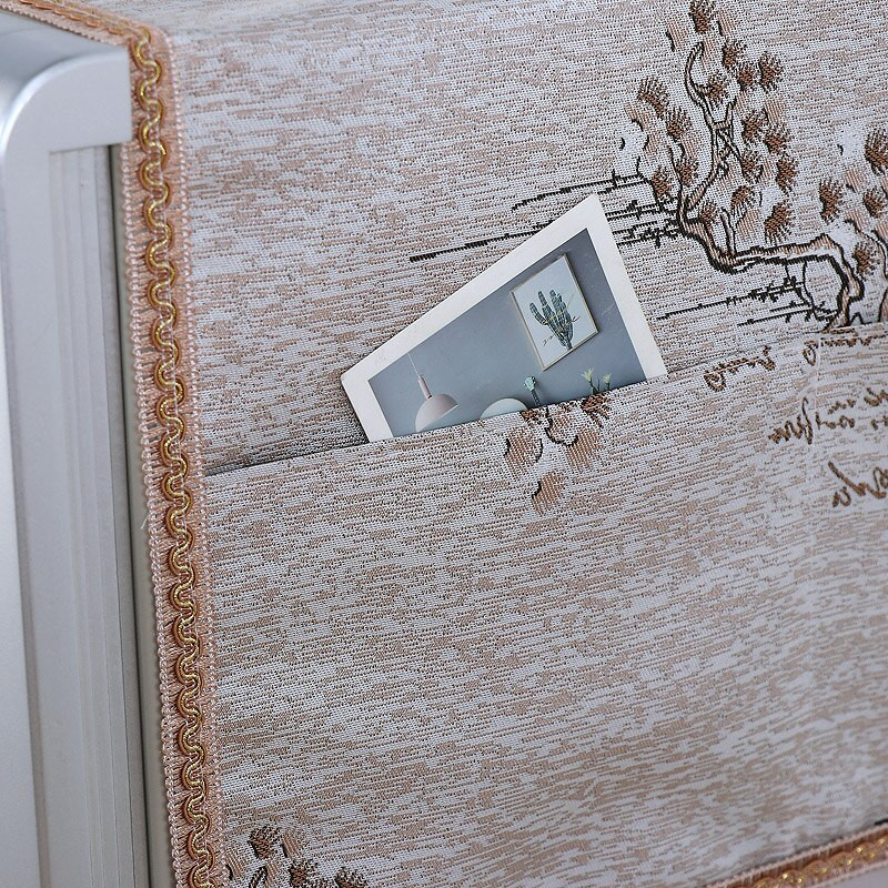 Fyjafon Kryt na chladničku s čipkovaným okrajom, prachotesný kryt, výšivka, bytový dekoračný kryt s úložným vreckom 55*135/70*170