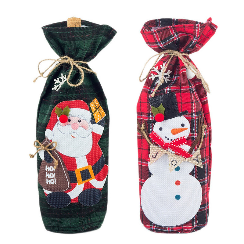 Karácsonyi díszek zsákvászon borosüveg táska vörösboros palack dekoráció karácsonyi borosüveg készlet borszigetelt üveg