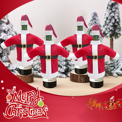 Zóny Pohár na víno Víno 2 ks Párty dekorácia Domov Kryt na fľaše Santa Vianočné tašky Domáce sviatočné darčekové tašky na víno na fľaše vína