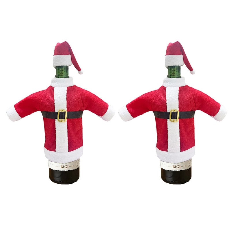 Zóny Pohár na víno Víno 2 ks Párty dekorácia Domov Kryt na fľaše Santa Vianočné tašky Domáce sviatočné darčekové tašky na víno na fľaše vína