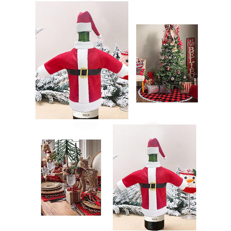 Zóny Pohár na víno Víno 2 ks Párty dekorácia Domov Kryt na fľaše Santa Vianočné tašky Domáce sviatočné darčekové tašky na víno na fľaše vína