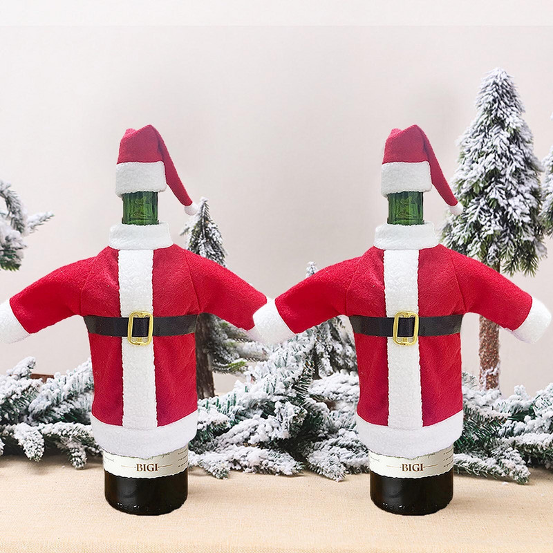 Zóny Pohár na víno Víno 2 ks Párty dekorácia Domov Kryt na fľaše Santa Vianočné tašky Domáce sviatočné darčekové tašky na víno na fľaše vína