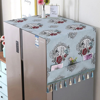 Φλοράλ κάλυμμα σκόνης ψυγείου Υφασμάτινο ντουλάπι Αδιάβροχο κάλυμμα σκόνης με θήκες αποθήκευσης Πολυλειτουργικό ύφασμα ψυγείου 65x170cm