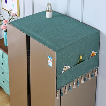 Φλοράλ κάλυμμα σκόνης ψυγείου Υφασμάτινο ντουλάπι Αδιάβροχο κάλυμμα σκόνης με θήκες αποθήκευσης Πολυλειτουργικό ύφασμα ψυγείου 65x170cm