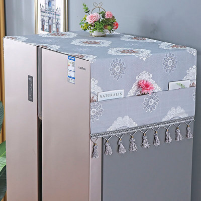 Φλοράλ κάλυμμα σκόνης ψυγείου Υφασμάτινο ντουλάπι Αδιάβροχο κάλυμμα σκόνης με θήκες αποθήκευσης Πολυλειτουργικό ύφασμα ψυγείου 65x170cm