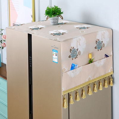 Φλοράλ κάλυμμα σκόνης ψυγείου Υφασμάτινο ντουλάπι Αδιάβροχο κάλυμμα σκόνης με θήκες αποθήκευσης Πολυλειτουργικό ύφασμα ψυγείου 65x170cm