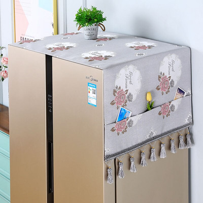 Φλοράλ κάλυμμα σκόνης ψυγείου Υφασμάτινο ντουλάπι Αδιάβροχο κάλυμμα σκόνης με θήκες αποθήκευσης Πολυλειτουργικό ύφασμα ψυγείου 65x170cm