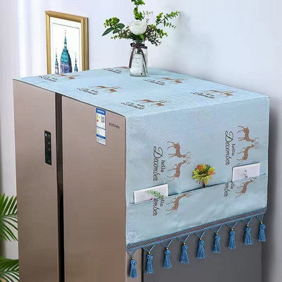 Φλοράλ κάλυμμα σκόνης ψυγείου Υφασμάτινο ντουλάπι Αδιάβροχο κάλυμμα σκόνης με θήκες αποθήκευσης Πολυλειτουργικό ύφασμα ψυγείου 65x170cm
