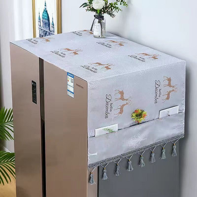 Φλοράλ κάλυμμα σκόνης ψυγείου Υφασμάτινο ντουλάπι Αδιάβροχο κάλυμμα σκόνης με θήκες αποθήκευσης Πολυλειτουργικό ύφασμα ψυγείου 65x170cm