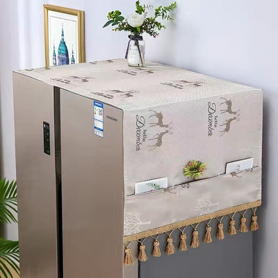 Φλοράλ κάλυμμα σκόνης ψυγείου Υφασμάτινο ντουλάπι Αδιάβροχο κάλυμμα σκόνης με θήκες αποθήκευσης Πολυλειτουργικό ύφασμα ψυγείου 65x170cm
