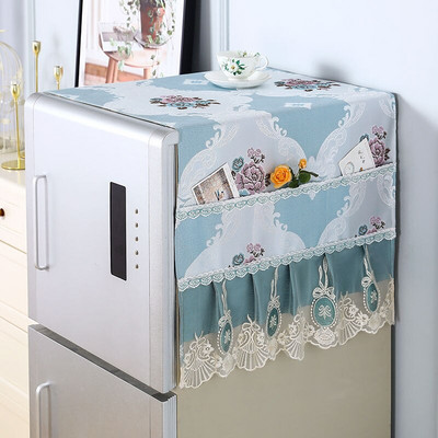 Φλοράλ κάλυμμα σκόνης ψυγείου Υφασμάτινο ντουλάπι Αδιάβροχο κάλυμμα σκόνης με θήκες αποθήκευσης Πολυλειτουργικό ύφασμα ψυγείου 65x170cm