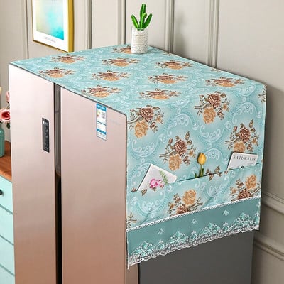 Φλοράλ κάλυμμα σκόνης ψυγείου Υφασμάτινο ντουλάπι Αδιάβροχο κάλυμμα σκόνης με θήκες αποθήκευσης Πολυλειτουργικό ύφασμα ψυγείου 65x170cm