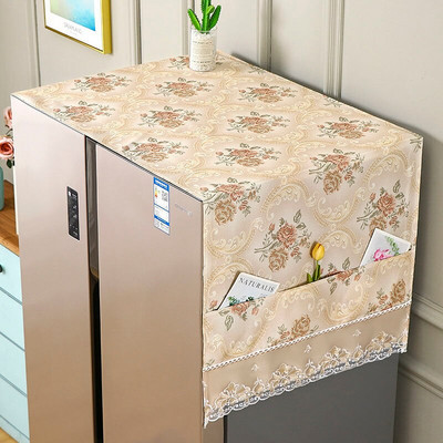 Φλοράλ κάλυμμα σκόνης ψυγείου Υφασμάτινο ντουλάπι Αδιάβροχο κάλυμμα σκόνης με θήκες αποθήκευσης Πολυλειτουργικό ύφασμα ψυγείου 65x170cm