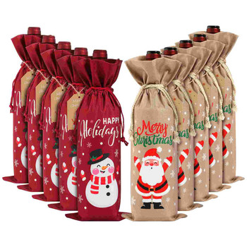 Τσάντες Χριστουγεννιάτικο Δώρο Bottlebag Δώρα Μπουκάλια Σαμπάνια Κορδόνι Λινάτσας Ετικέτες Χριστουγεννιάτικα μανίκια Αποθήκευση Μεταφορέας Υφασμάτινο σετ γευσιγνωσίας τυφλό