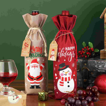Чанти Коледен подарък Чанта за бутилки Подаръци Бутилки Шампанско Връзка Чул Етикети Коледни ръкави Поставка за съхранение Плат Комплект за дегустация Щора