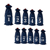 Jutové vrecká na víno, jutové vrecká na fľaše vína so sťahovacími šnúrkami, opakovane použiteľné darčekové tašky na víno s visačkami na párty, číslované ochutnávky Birt