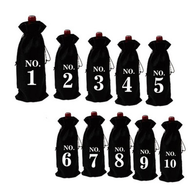 Jutové vrecká na víno, jutové vrecká na fľaše vína so sťahovacími šnúrkami, opakovane použiteľné darčekové tašky na víno s visačkami na párty, číslované ochutnávky Birt