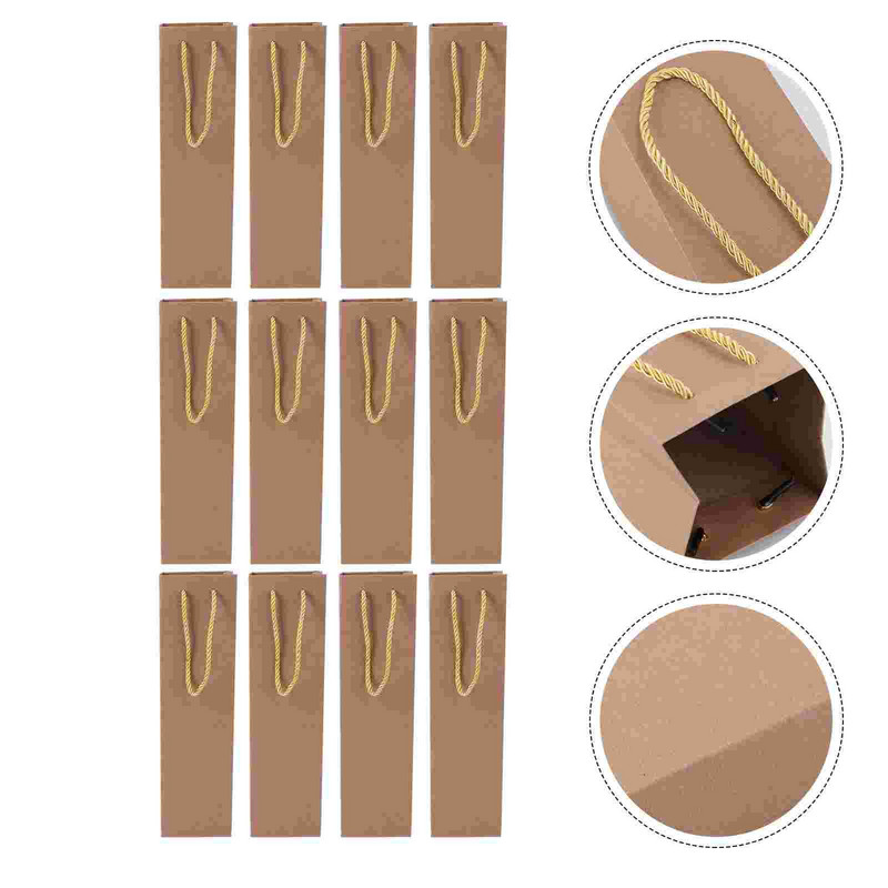 12 papierových vrecúšok na chlieb, darčekové tašky na fľaše, darčekové tašky na remeselné použitie, držiaky na fľaše, kraftové tašky