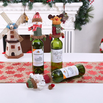 2 бр. 2023 Коледна украса Комплект бутилки от плат за червено вино Карикатура Дядо Коледа Висящ ръчен комплект шампанско Капачка за бутилка вино