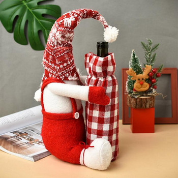Ice Wine Bag Wine Glass Set 4 χριστουγεννιάτικα κινούμενα σχέδια Santa Κάλυμμα τσάντας μπουκαλιού κρασιού Φεστιβάλ Διακόσμηση Τραπέζιου Μπουκάλι Κρασιού Στολές