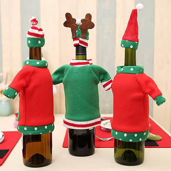 Коледна капачка за бутилка вино Дизайн на пуловер Дядо Коледа Снежен човек Коледно домашно парти Чаши за вино Бутилка Чаши за вино Не се чупят