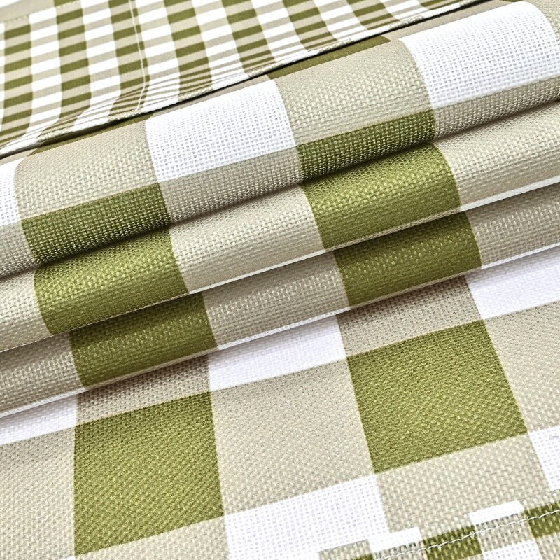 Zelený kockovaný bavlnený ľanový kryt na chladničku, organizér na chladničku, handrička na prach, bytové dekorácie, kryt na práčku, kryt na mikrovlnnú rúru