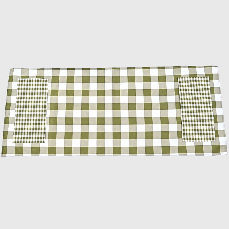 Zelený kockovaný bavlnený ľanový kryt na chladničku, organizér na chladničku, handrička na prach, bytové dekorácie, kryt na práčku, kryt na mikrovlnnú rúru