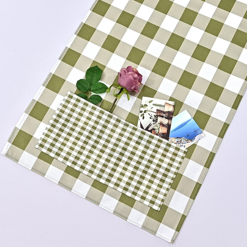 Zelený kockovaný bavlnený ľanový kryt na chladničku, organizér na chladničku, handrička na prach, bytové dekorácie, kryt na práčku, kryt na mikrovlnnú rúru