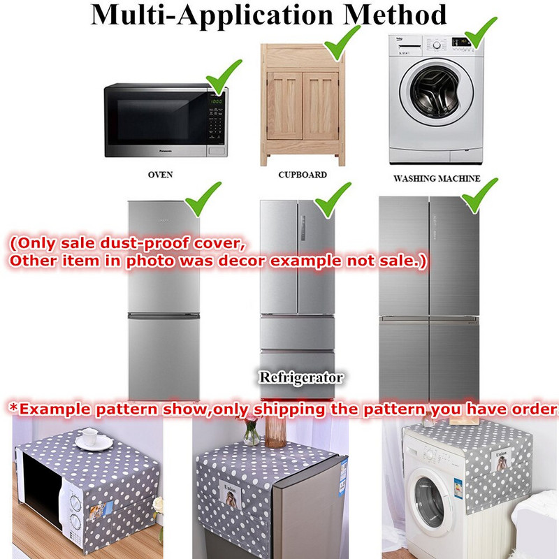 Zelený kockovaný bavlnený ľanový kryt na chladničku, organizér na chladničku, handrička na prach, bytové dekorácie, kryt na práčku, kryt na mikrovlnnú rúru