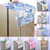 Poklopac za prašinu s plavim geometrijskim cvijetom za veliki frižider koji se postavlja jedan pored drugog, europska krpa za prašinu Pristaje na hladnjak s križnim vratima/4 vrata