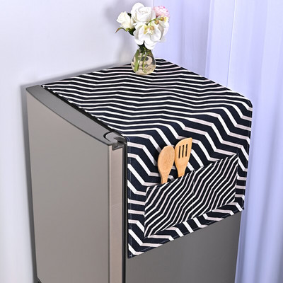 Poklopac za prašinu s plavim geometrijskim cvijetom za veliki frižider koji se postavlja jedan pored drugog, europska krpa za prašinu Pristaje na hladnjak s križnim vratima/4 vrata