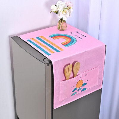 Poklopac za prašinu s plavim geometrijskim cvijetom za veliki frižider koji se postavlja jedan pored drugog, europska krpa za prašinu Pristaje na hladnjak s križnim vratima/4 vrata