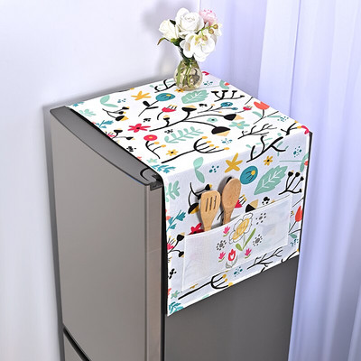 Poklopac za prašinu s plavim geometrijskim cvijetom za veliki frižider koji se postavlja jedan pored drugog, europska krpa za prašinu Pristaje na hladnjak s križnim vratima/4 vrata