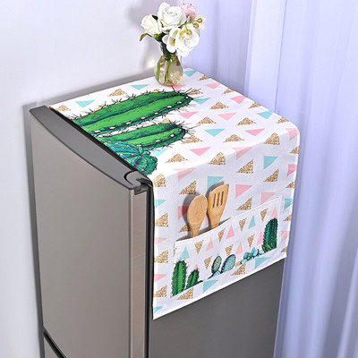 Poklopac za prašinu s plavim geometrijskim cvijetom za veliki frižider koji se postavlja jedan pored drugog, europska krpa za prašinu Pristaje na hladnjak s križnim vratima/4 vrata