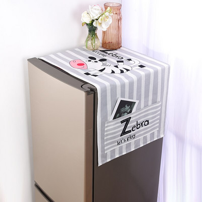 Poklopac za prašinu s plavim geometrijskim cvijetom za veliki frižider koji se postavlja jedan pored drugog, europska krpa za prašinu Pristaje na hladnjak s križnim vratima/4 vrata