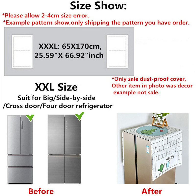 Poklopac za prašinu s plavim geometrijskim cvijetom za veliki frižider koji se postavlja jedan pored drugog, europska krpa za prašinu Pristaje na hladnjak s križnim vratima/4 vrata